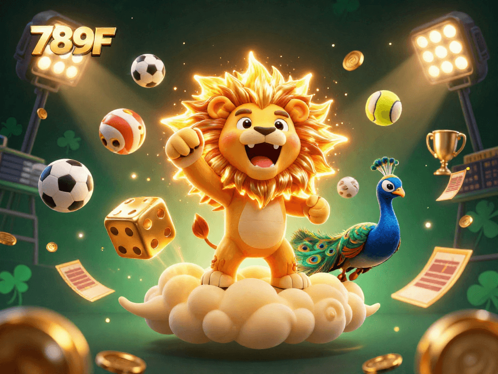 Immerse in the thrilling action of 789F with vibrant casino elements and dynamic sports motifs.