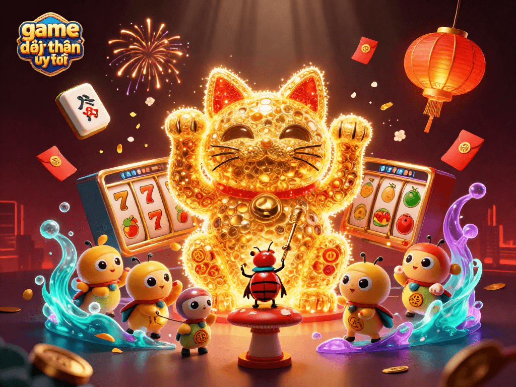 Engage in thrilling game đổi thưởng uy tín with dynamic golden fireflies and lucky cat symbols.