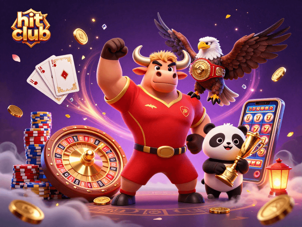 Experience the excitement at hit club featuring vibrant 3D characters and casino elements.