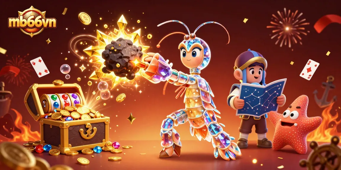 Experience the thrill of gaming at mb66vn with vibrant 3D casino characters amidst sparkling treasure and action