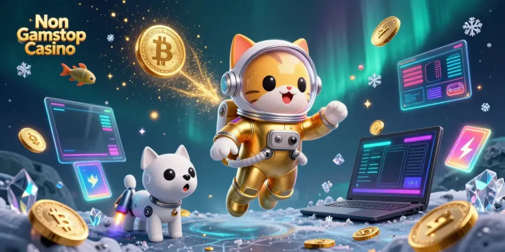 Engage with exciting gameplay at a Non Gamstop Casino featuring a whimsical cosmic scene.