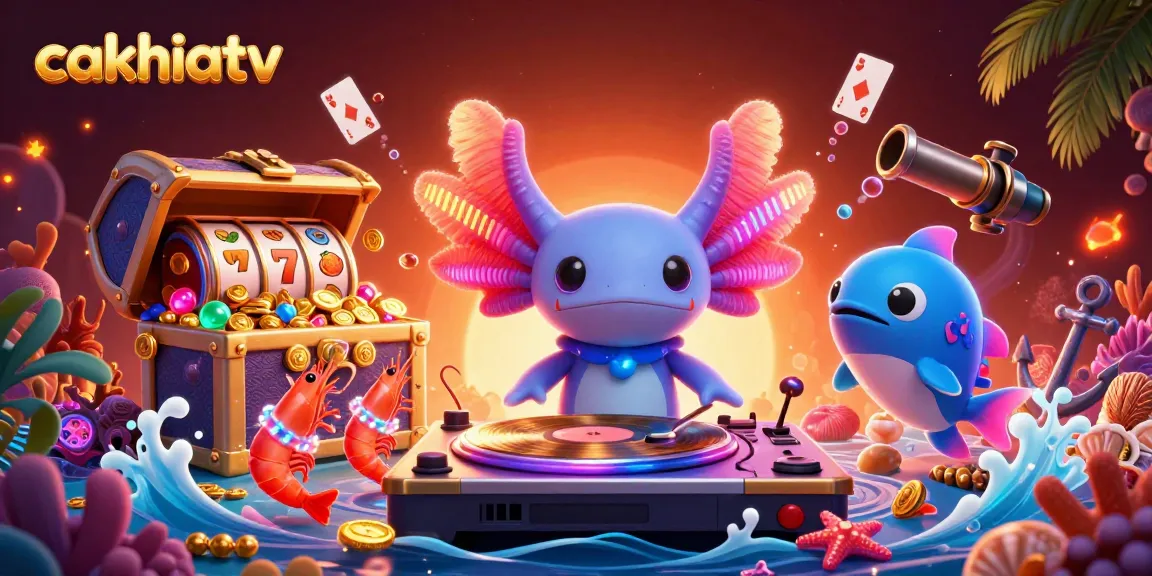 Experience the thrill of cakhiatv with a vibrant underwater casino scene featuring lively characters and iconic game elements.