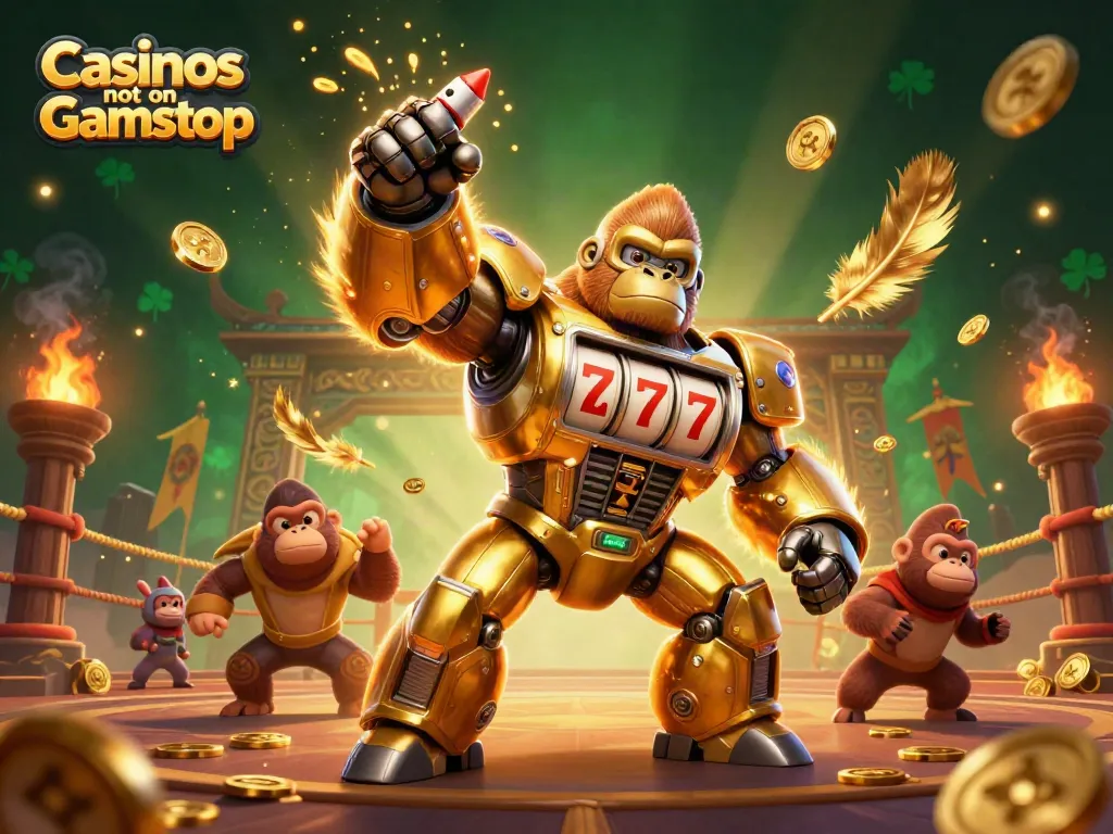 Experience the thrill at Casinos not on Gamstop with a dynamic 3D gorilla mech and online gaming elements.