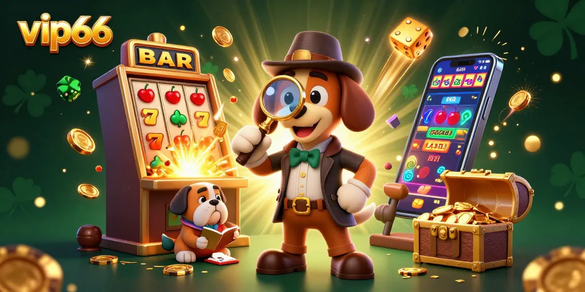 Experience thrilling wins with vip66 as a detective and his companion uncover golden casino treasures.