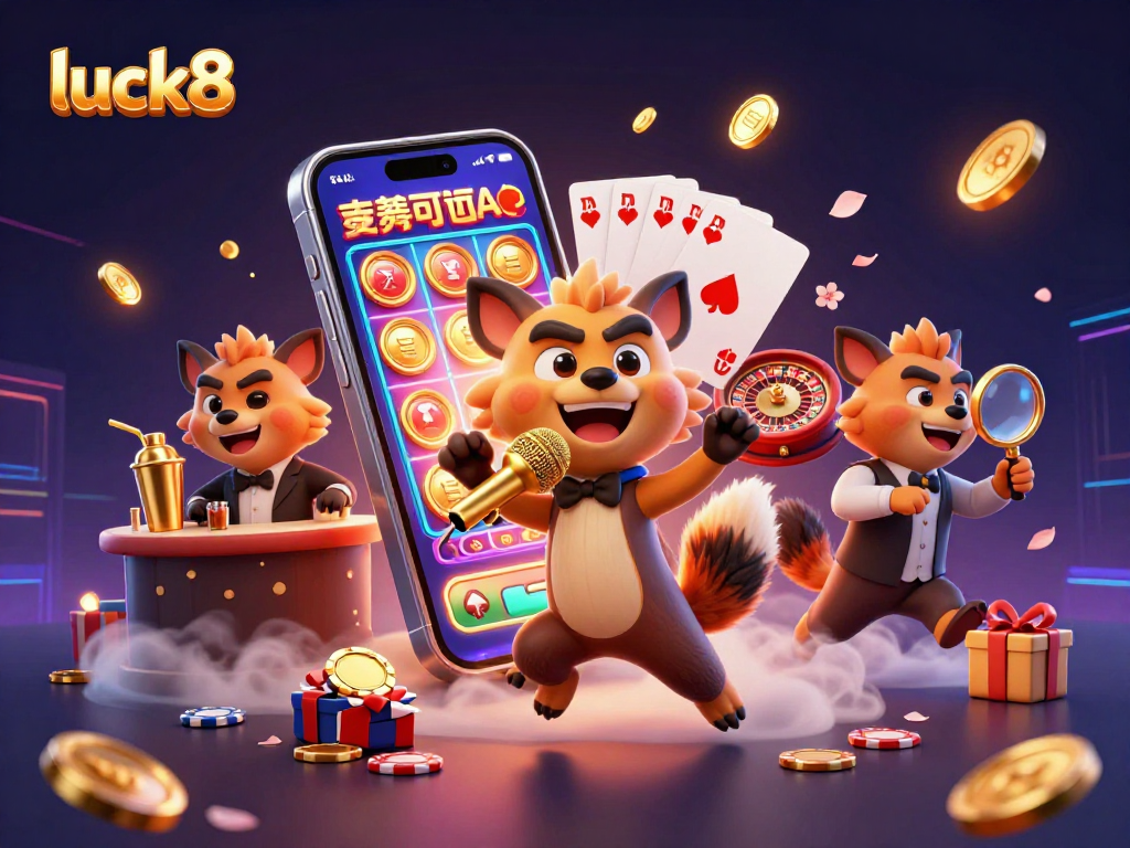 Experience exciting wins at luck8 with a vibrant casino club featuring hyenas and colorful slot game action.