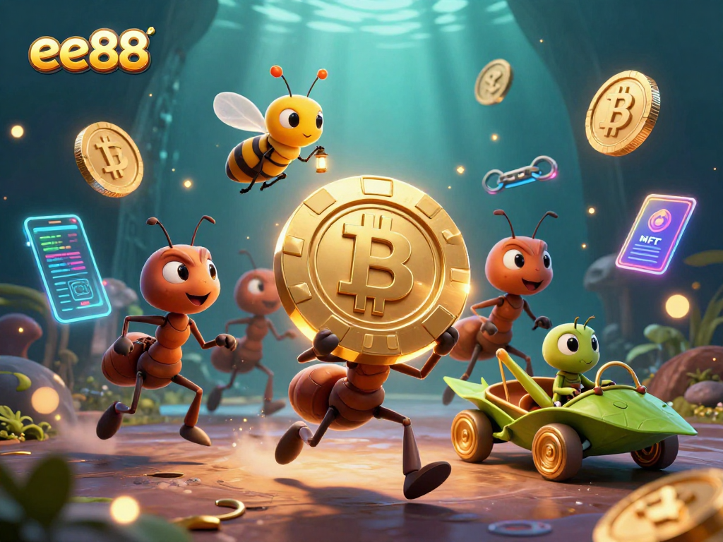 Experience the dynamic heist by ee88's ant team, featuring vibrant gambling elements.