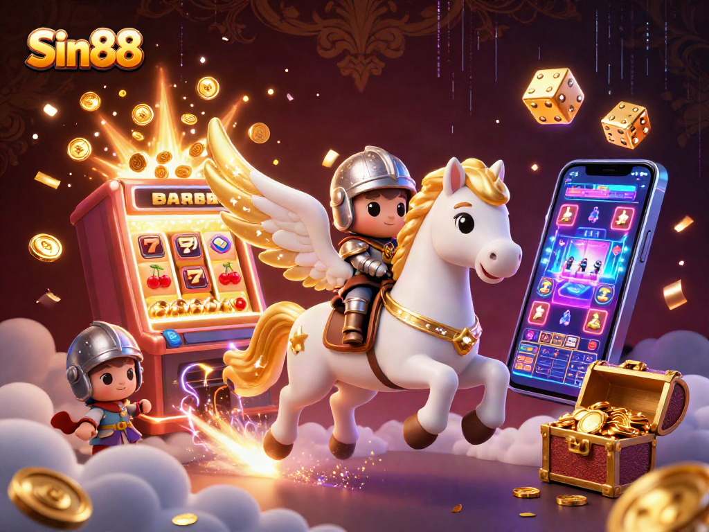 Experience the excitement of Sin88 with vibrant casino visuals and dynamic characters.