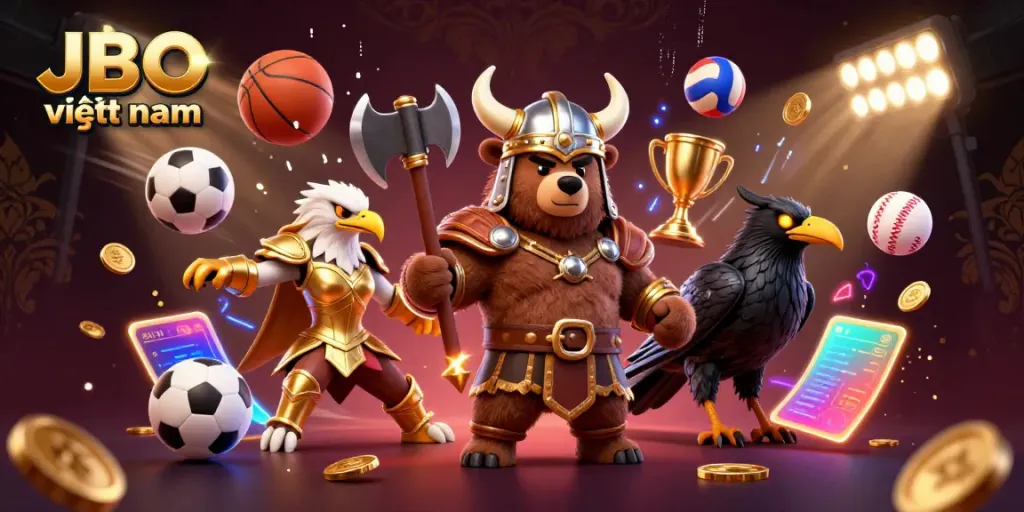 Experience thrilling sports betting with JBO việt nam in this dynamic betting scene illustration.