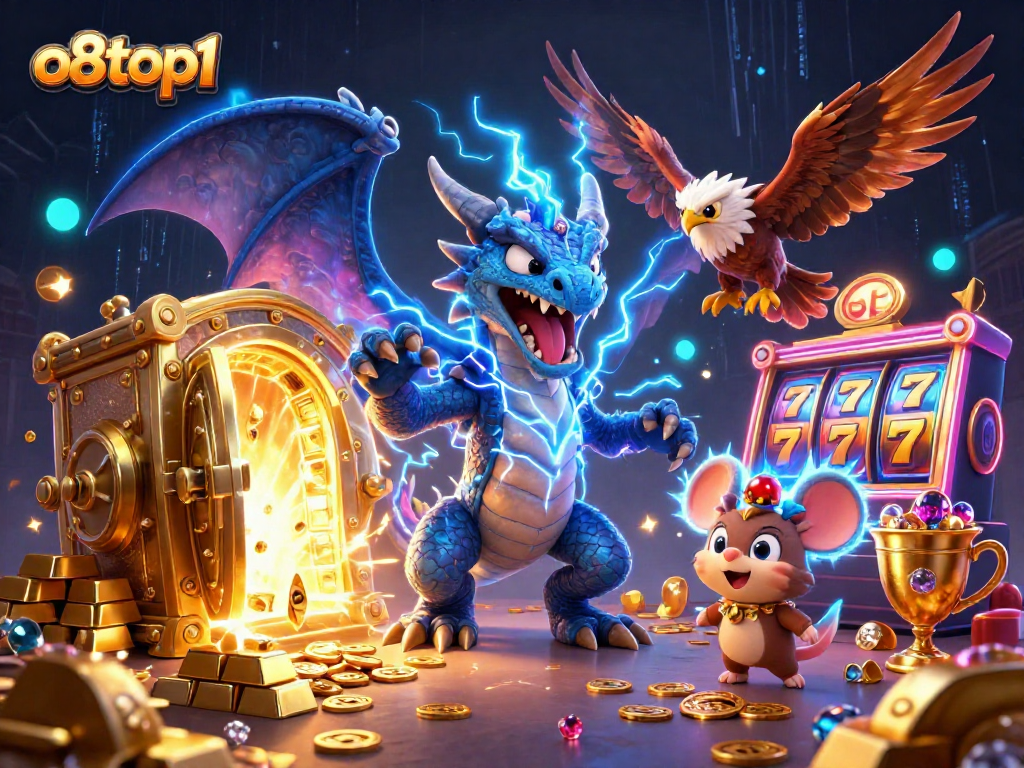 Experience thrilling play at o8top1 with electrifying characters and golden treasures in 3D!