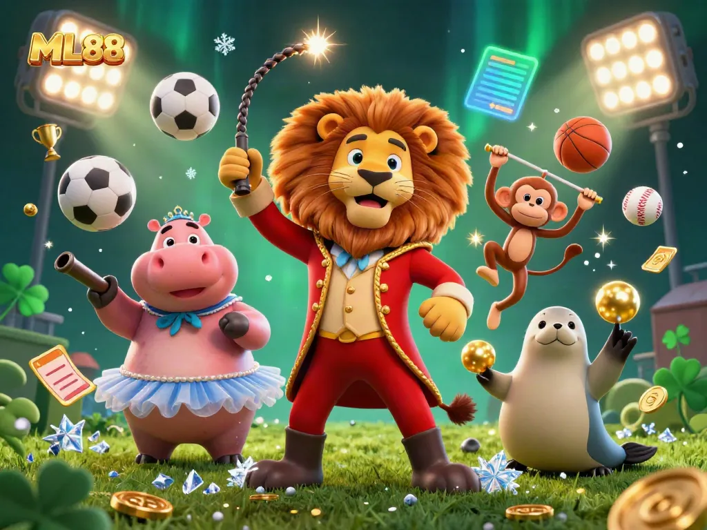 Experience the vibrant ML88 betting scene with animated casino characters and dynamic sports elements.