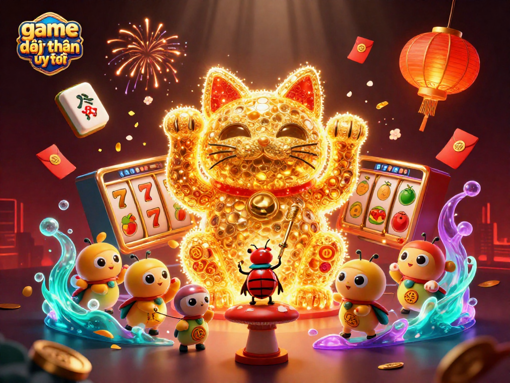 Engage in thrilling game đổi thưởng uy tín with dynamic golden fireflies and lucky cat symbols.