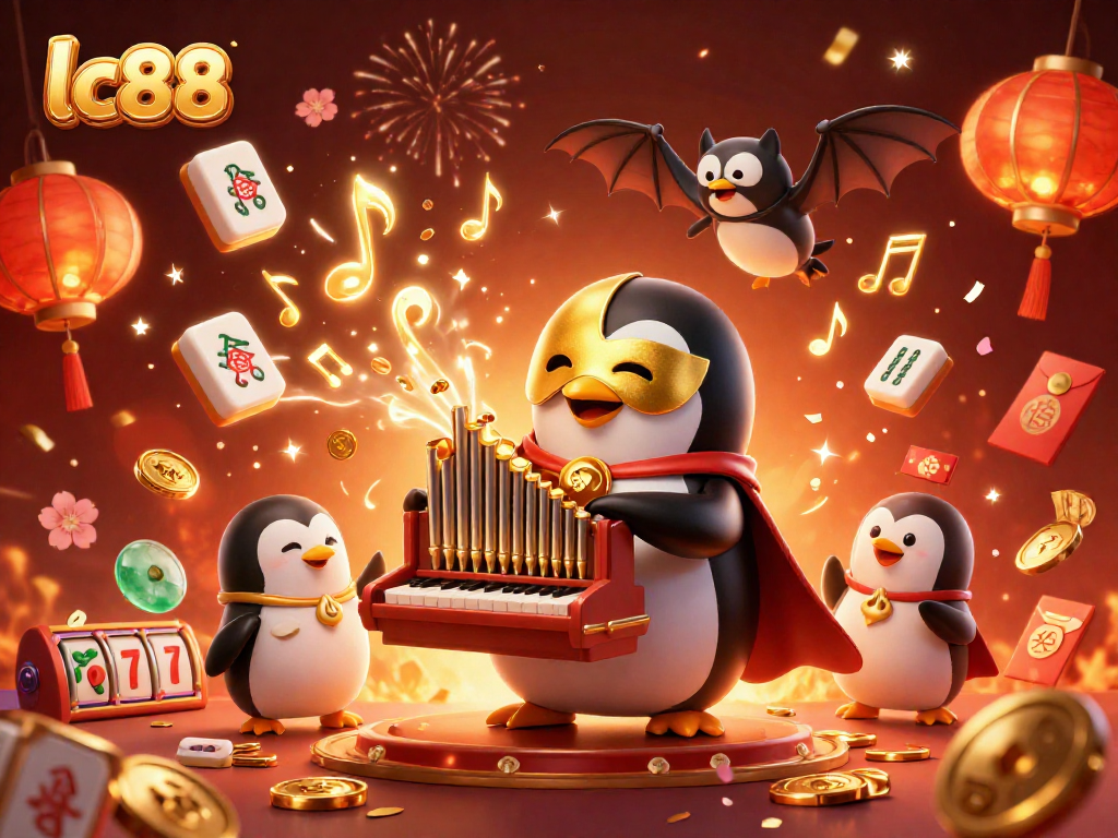 Engage with lc88 as a whimsical phantom opera penguin brings the casino to life, flooding the scene with joy.