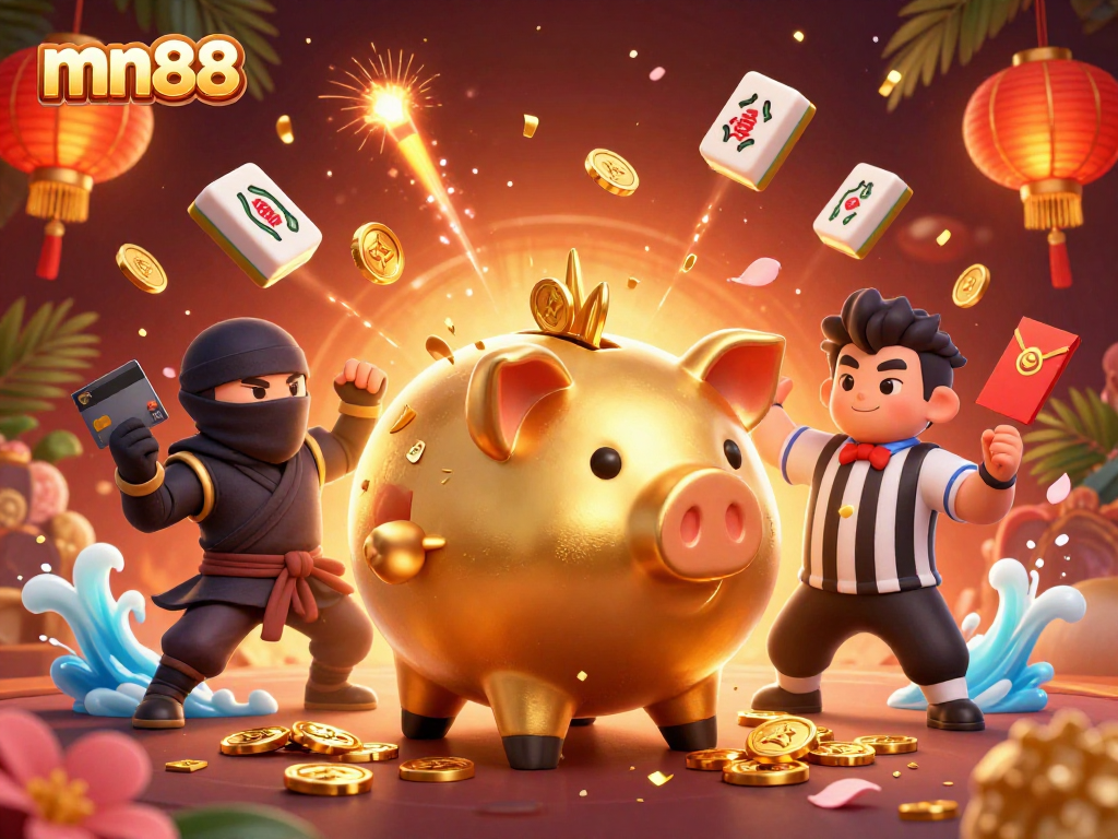 Experience thrilling gameplay with mn88's vibrant 3D casino illustration featuring dynamic game elements.