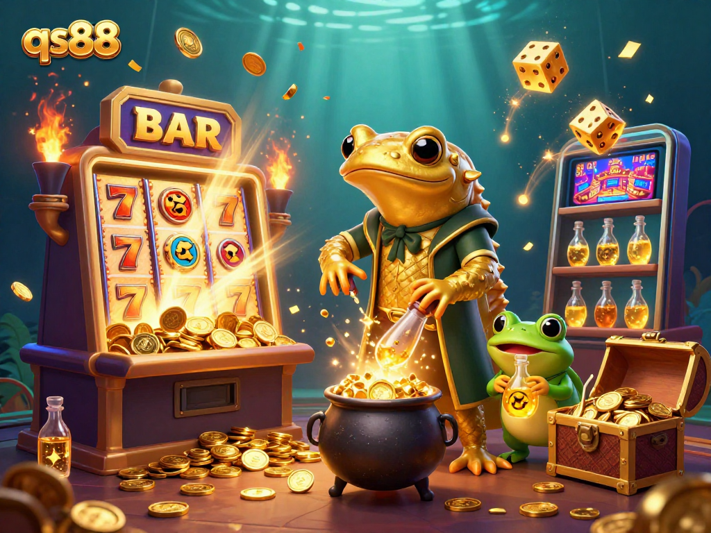 Experience qs88 excitement with a golden salamander alchemist in a vibrant casino jackpot scene.