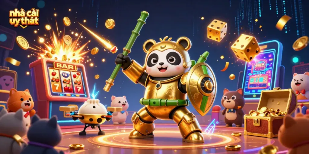 Engage with the thrill of house gaming at nhà cái uy tín featuring dynamic casino elements and energetic characters.