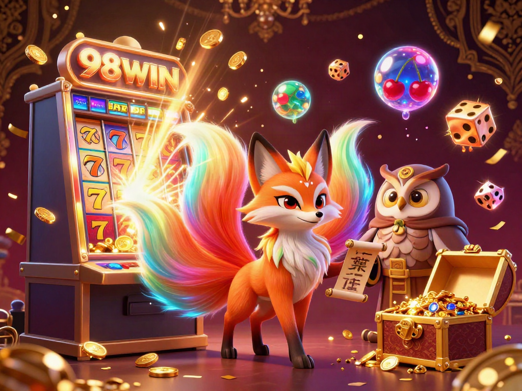 Engage with the stunning world of 98WIN as colorful spirit characters light up the casino with vibrant action.