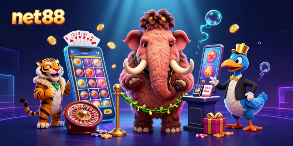 Play slots and win big with net88 in this vibrant, immersive casino scene.