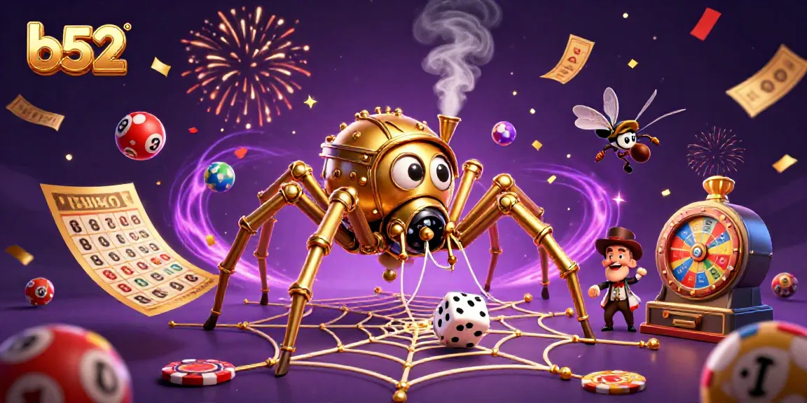 Experience thrilling gameplay with b52’s golden steampunk spider amidst a vibrant jackpot scene.