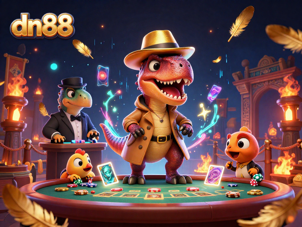 Experience thrilling action at dn88's blackjack table with vibrant gaming characters.