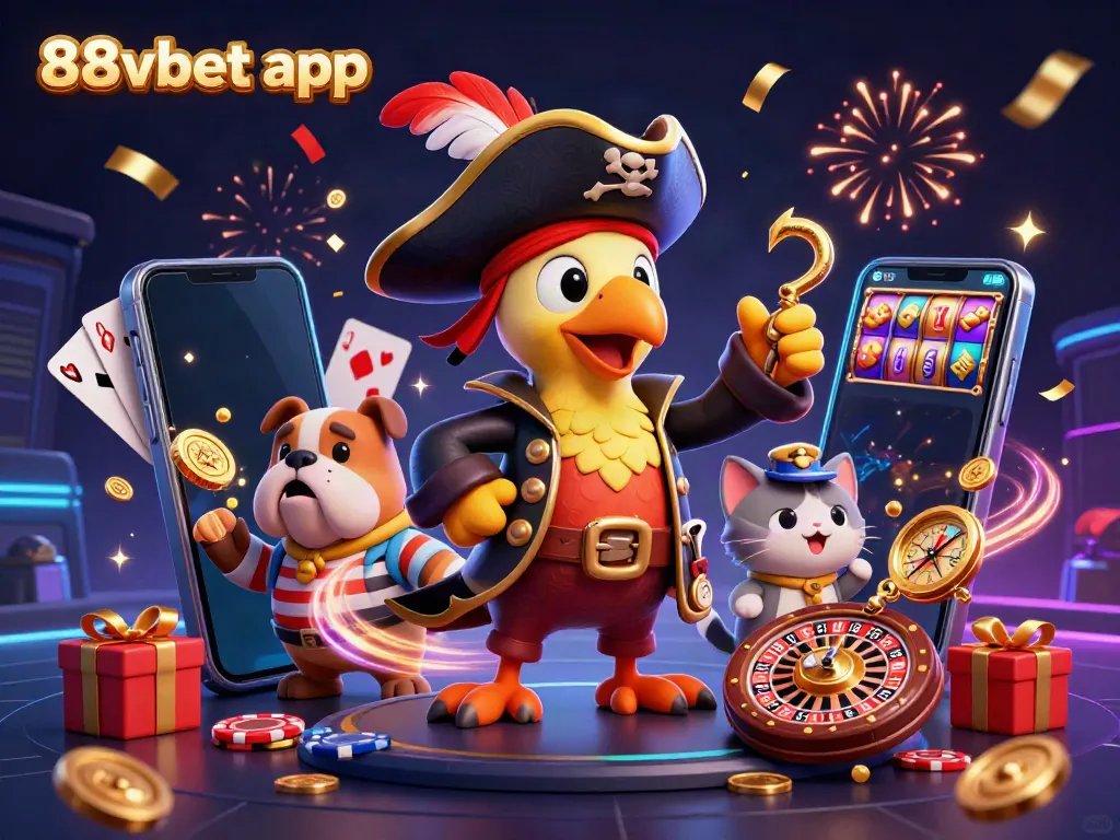 Experience thrilling gaming with the 88vbet app featuring vibrant characters and dynamic casino elements.