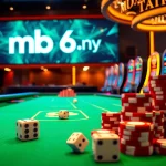 Experience a vibrant casino scene embodying mb66.nyc with poker chips and digital betting interfaces.