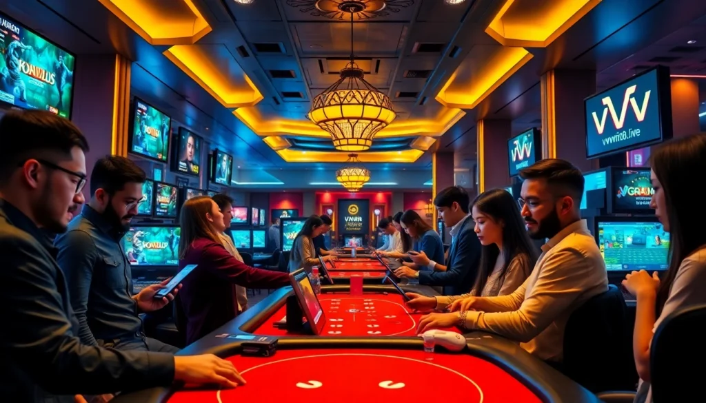 Experience the thrill of online betting at vvvwin88.live in a vibrant casino setting.