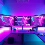 Vibrant workspace for NSFW AI development showcasing interactive chat interfaces and modern tech.