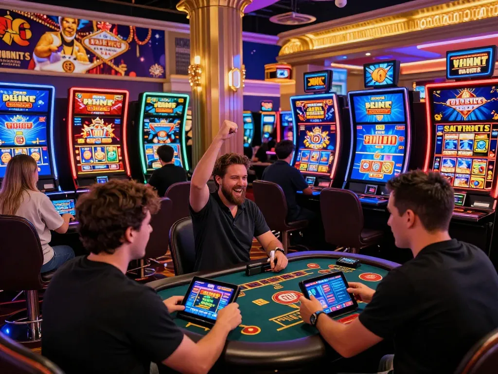 Exciting gaming scene showcasing bomwin online casino experience with vibrant graphics and engaged players.