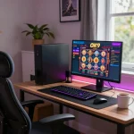 Engaging online gaming session at OK9 casino featuring colorful slot games and a live dealer interface.