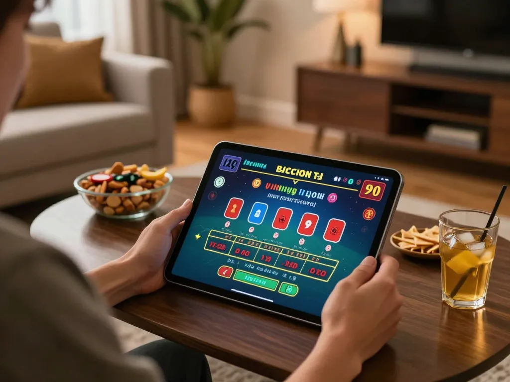 Net88 players engaging in an exciting live dealer game from home with a cozy setup