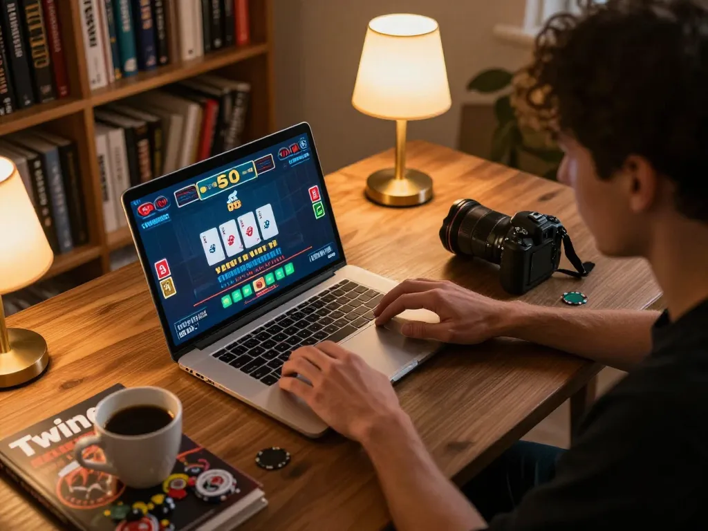 Experience thrilling gameplay with Twin68 at home during an exciting online blackjack session.