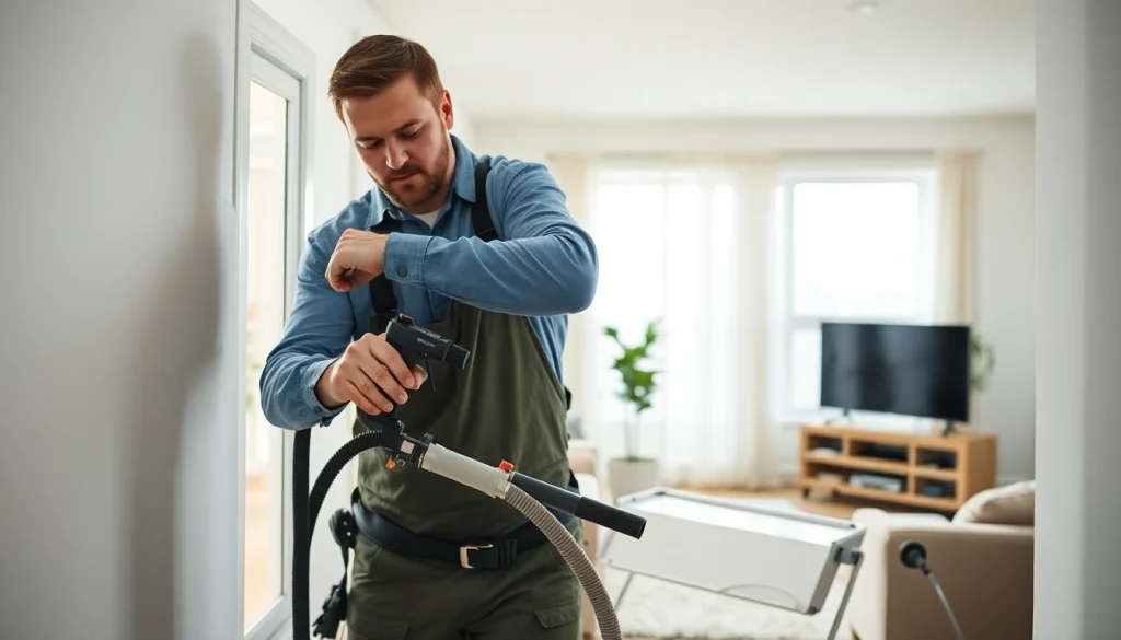 Service of spray foam removal West Sussex by an expert in a bright home environment.