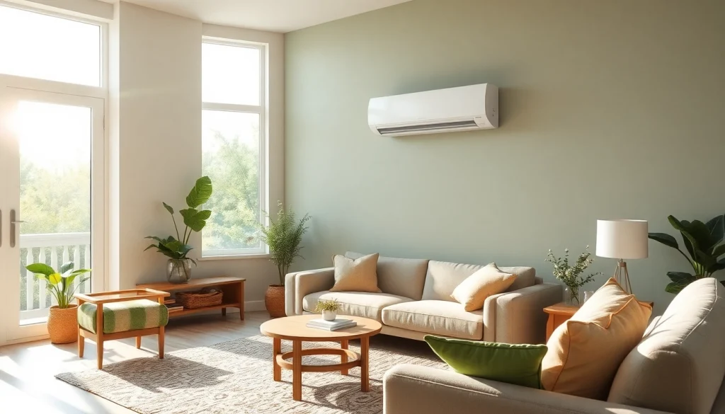 Efficient mini split ac elegantly installed in a stylish living room space, enhancing comfort and decor.