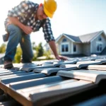 Install metal roofing toronto with precision showcasing a contractor in action.
