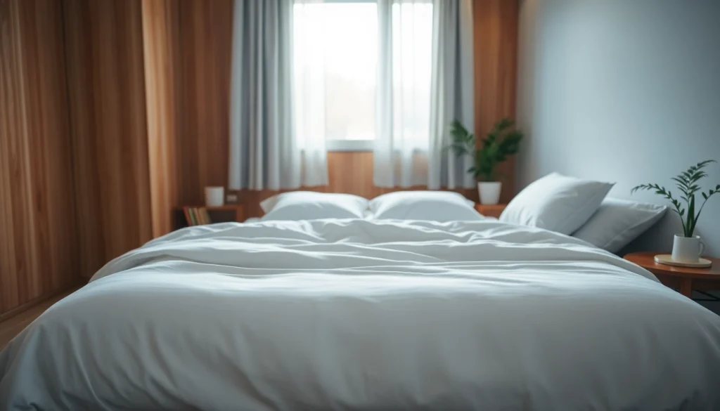 Neatly arranged bed in a box showcasing comfort in a serene bedroom setting.