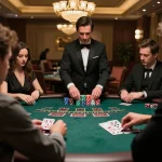 Players engage in a thrilling game of blackjack at Cwin's live casino table, showcasing excitement and strategy.