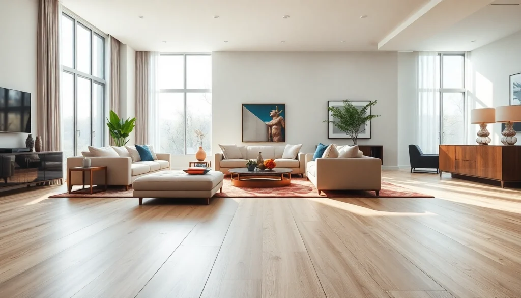 Showcasing flooring lvp in a modern living room with bright lighting and stylish decor.