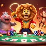 Experience thrilling poker fun at 68win featuring vibrant 3D circus characters and dynamic game elements.