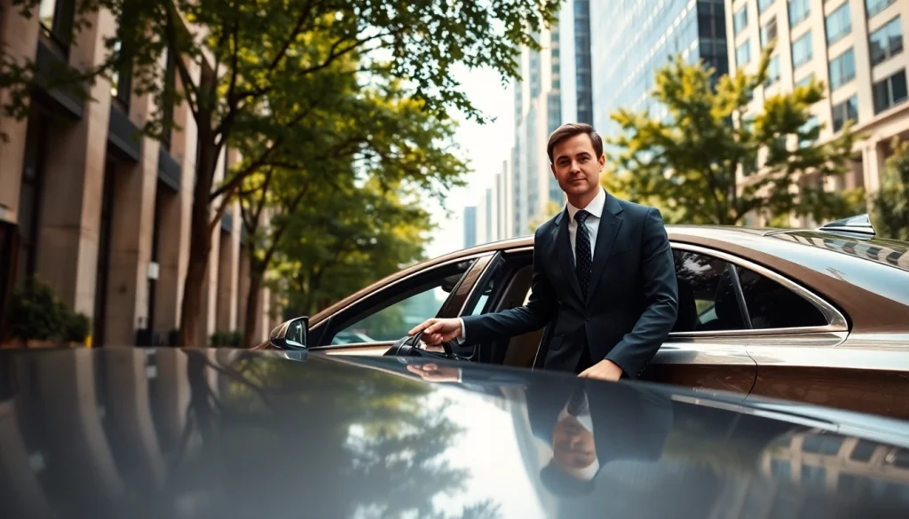 Experience Chauffeur Services Nottingham with a professional driver and luxury vehicle in an urban setting.
