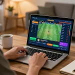 Experience thrilling online sports betting at nk88 com with an engaging laptop setup