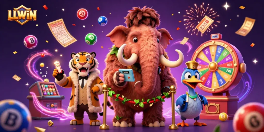 Experience thrilling moments at LLWIN with a vibrant casino scene featuring exciting lottery elements.