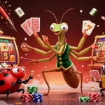 Embrace excitement at the sunwin casino with vibrant illustration showcasing a lively scene of gaming elements.