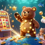 Engage with lucky88's dynamic casino experience through an enticing illustration of a constellation bear and casino elements.