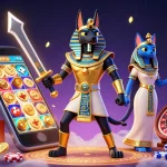 Engage with games at rs88 featuring the Anubis warrior and Bastet amid casino elements.