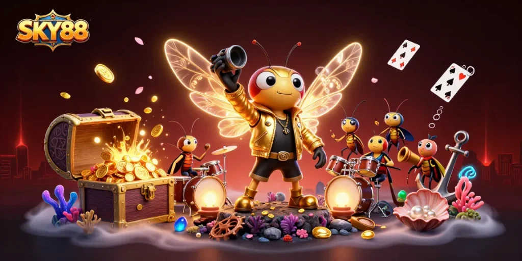 Experience thrilling gameplay at SKY88 with our vibrant 3D casino scene showcasing immersive winning opportunities.
