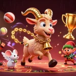 Experience thrilling gaming at RIKVIP with festive characters in a dynamic casino scene.